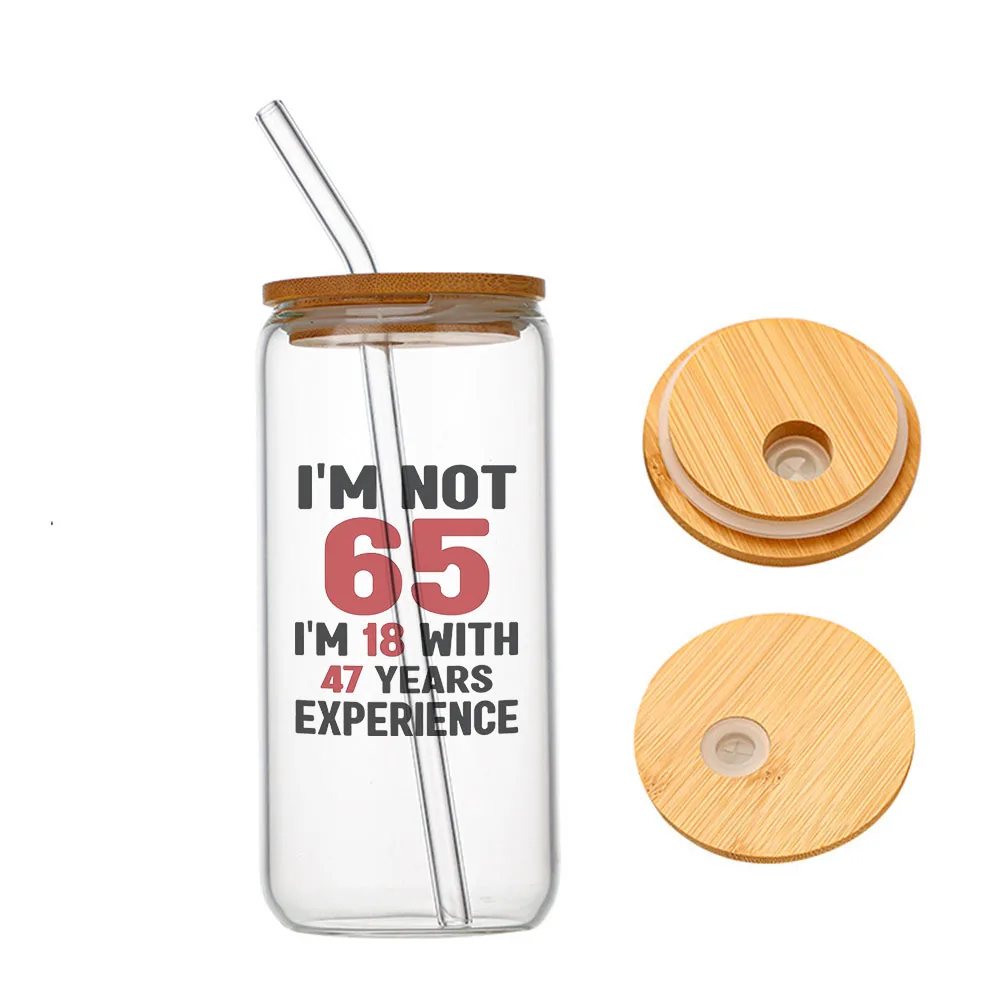 

65th Birthday Gifts for Women 65 Year Old Birthday Gifts Ideas Glass For Heat Resistant High Drinking Cup With Straws Lids 16 oz