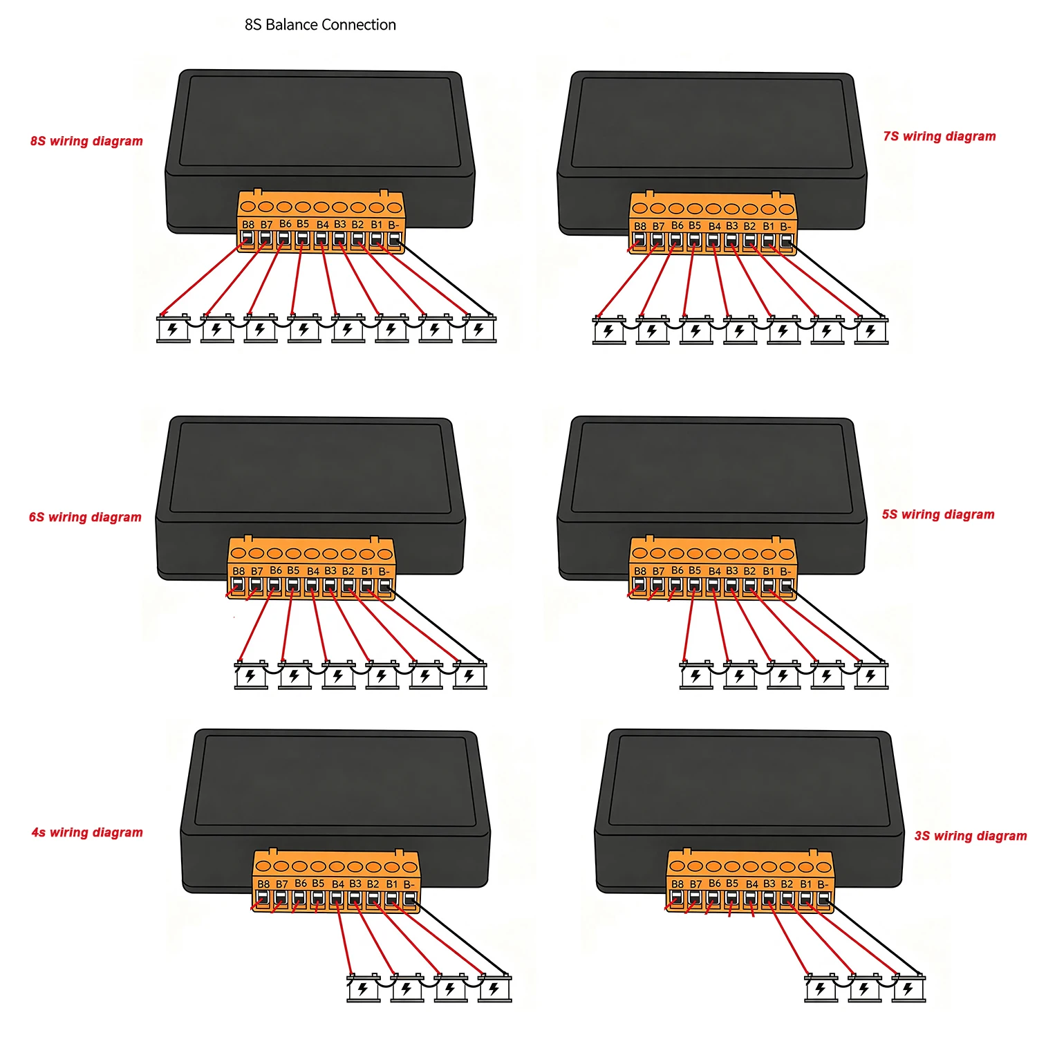 Active Balancer 3S–8S 8A Voltage Balancing Board 4S 5S 6S 7S Lifepo4 Li‑ion LTO Lead‑Acid BMS Battery energy transfer Equalizer