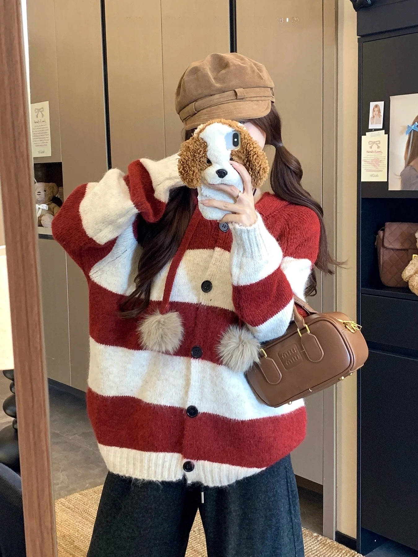 

plus Size Lazy Style Striped Hoodie Knitted Sweater Loose Slimming Top for Women Spring New Arrival Comfortable Breathable