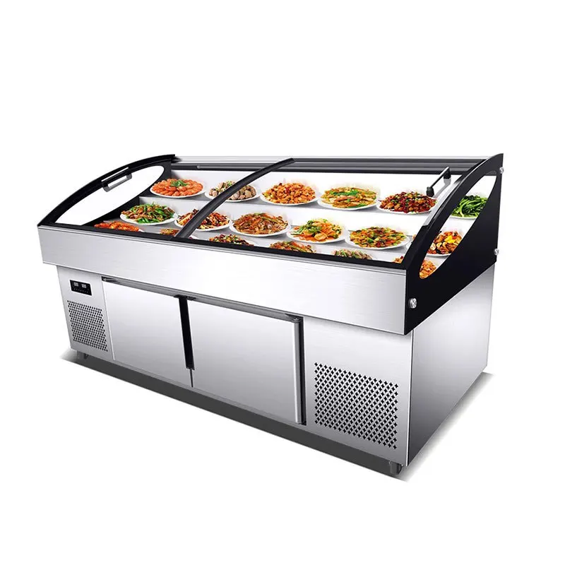 سلم خزانة حفظ طازجة تجارية متعددة الوظائف درجة حرارة مزدوجة تحكم مزدوج المأكولات البحرية الشواء المجمدة A La Carte #5