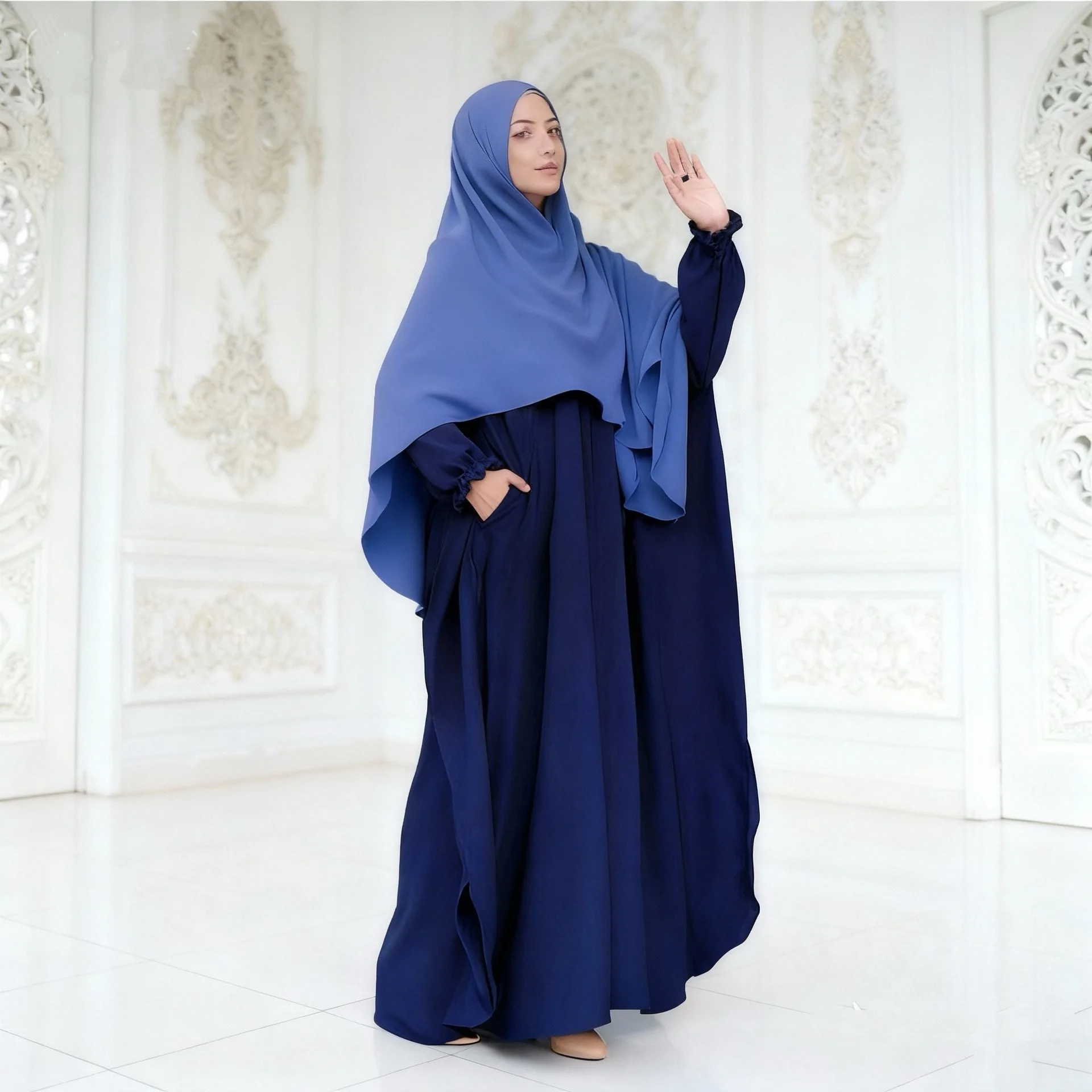 

Eid Ramadan One Piece Prayer Dress for Women Muslim Overhead Hooded Abaya Dubai Kaftan Turkish Burqa Arabic Robe Djellaba Islam