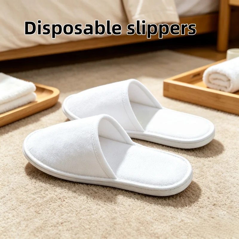 Unisex Disposable Hotel Slippers Closed Toe Non‑Slip  Sole Travel Guest Slipper for Homestay Indoor Use