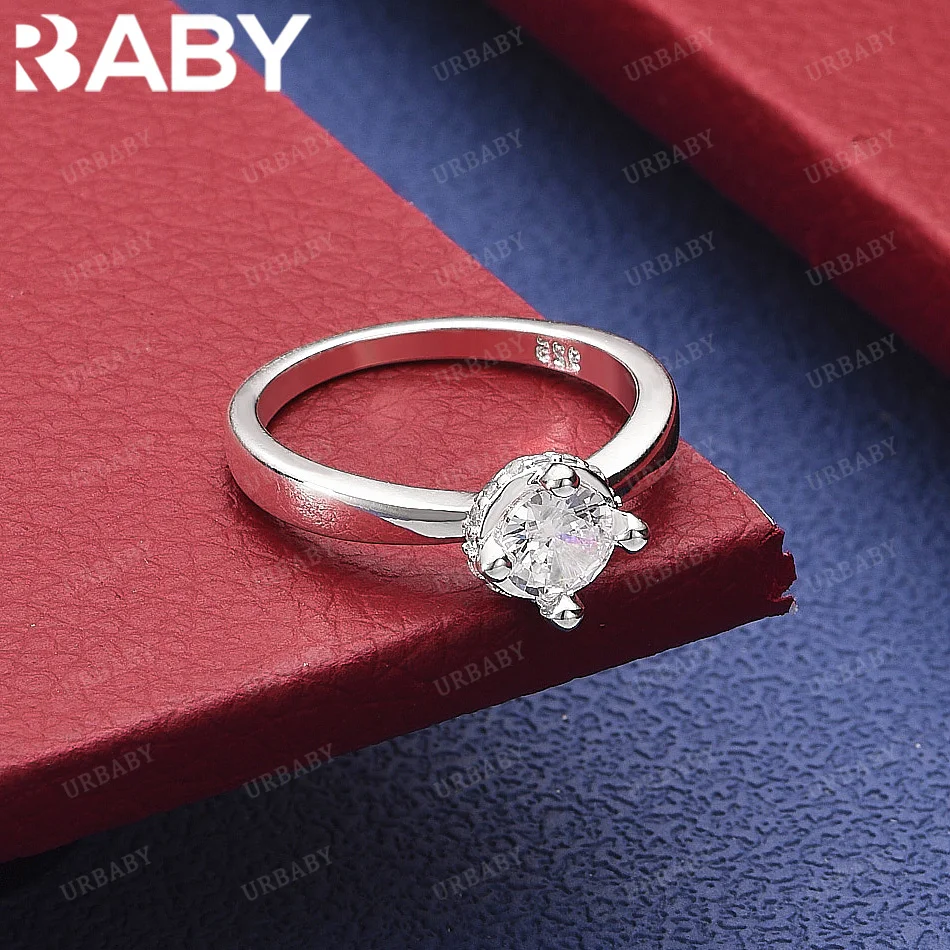 

URBABY 925 Sterling Silver Classic Zirconia Fine Ring Fashion Jewelry Charm Grace Wedding Engagement Accessories