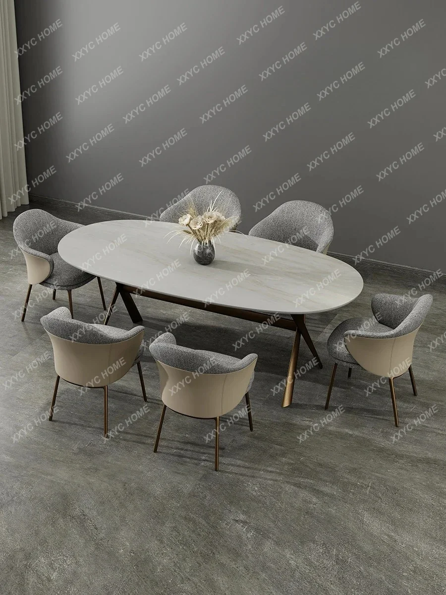 

Итальянский минималистичный овальный обеденный стол из мрамора, роскошный большой прямоугольный обеденный стол