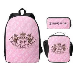 Fashion-Like-Juicy-C-Couture 3PC-Set New 3D printed student backpack large capacity clutch bag shoulder bag pencil bag Lunch Bag