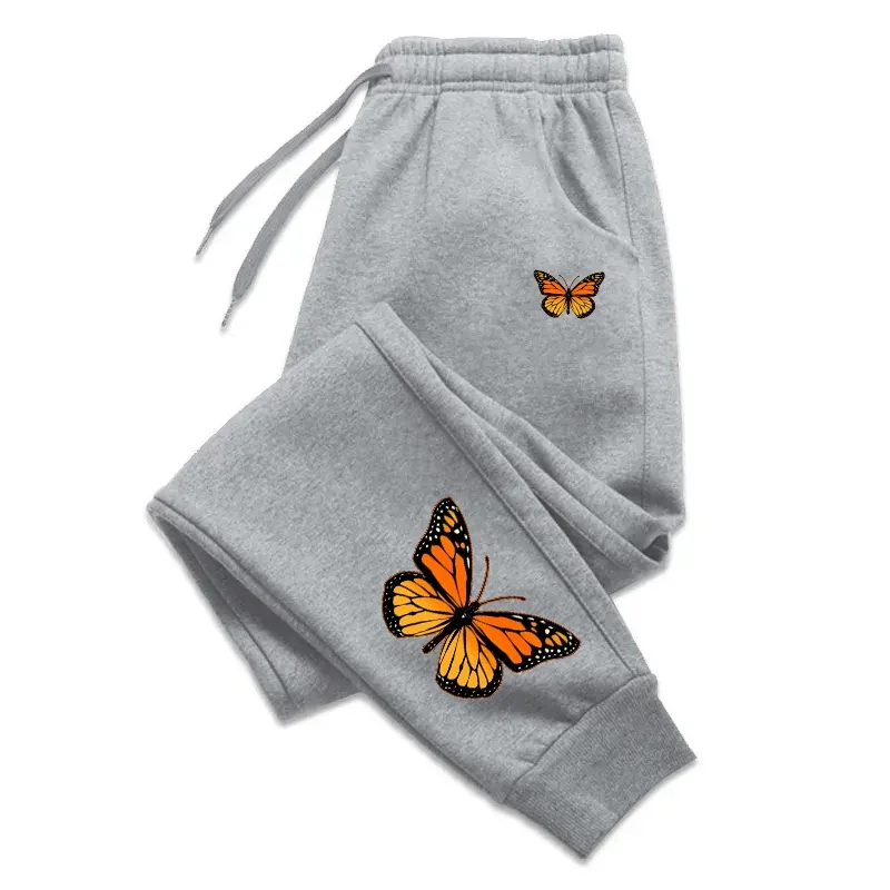 2025 Men's and Women's Butterfly Patterned Printed Jogger Pants - Fashionable, Casual, Loose-Fitting Running Pants
