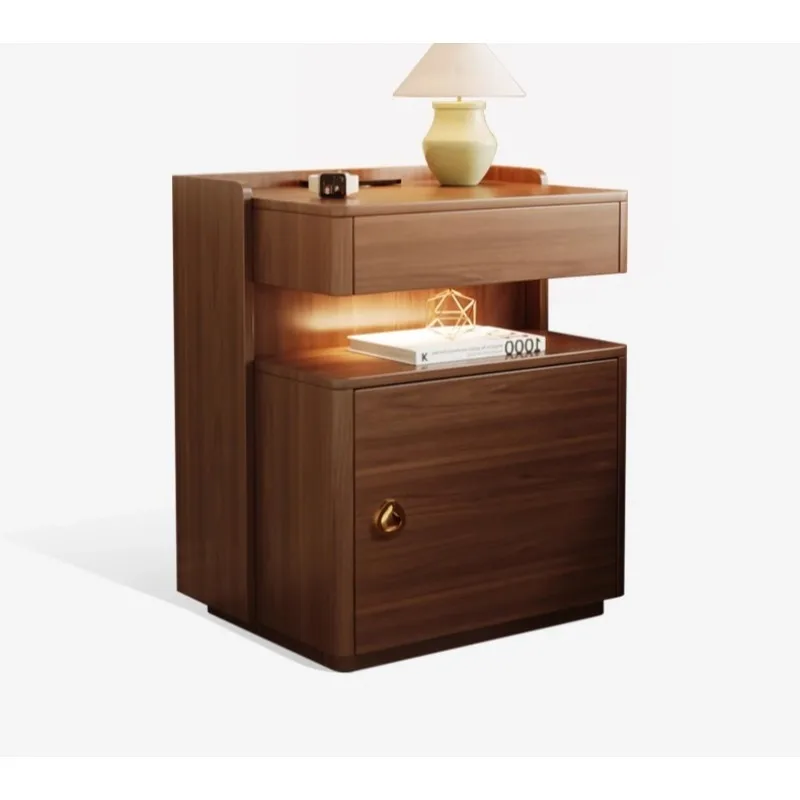Bedside table, safe, integrated bedroom, solid wood intelligent multi-function, wireless charging safe with lock, free installat