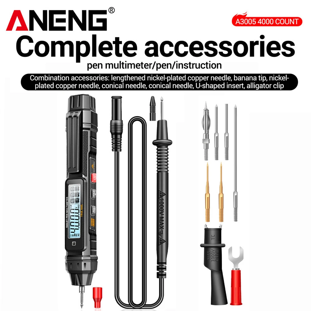 ANENG A3005 Pentype Multimeter Digitale Professionele Mini AC/DC Spanning 4000 Telt Meter Weerstand NCV Ohm Diode Tester gereedschap - afbeelding 1