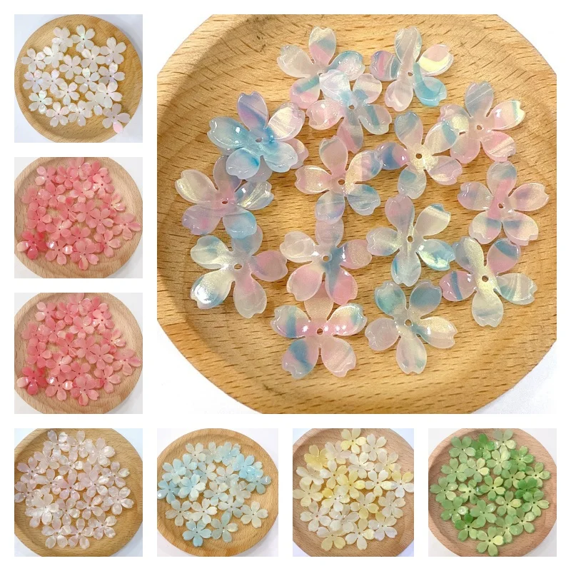 

Оптовая продажа, 90 шт./лот, 20 мм, градиент цвета, узор, мультяшные цветы, бусины с цветком вишни, ювелирные изделия своими руками, аксессуары для волос для одежды