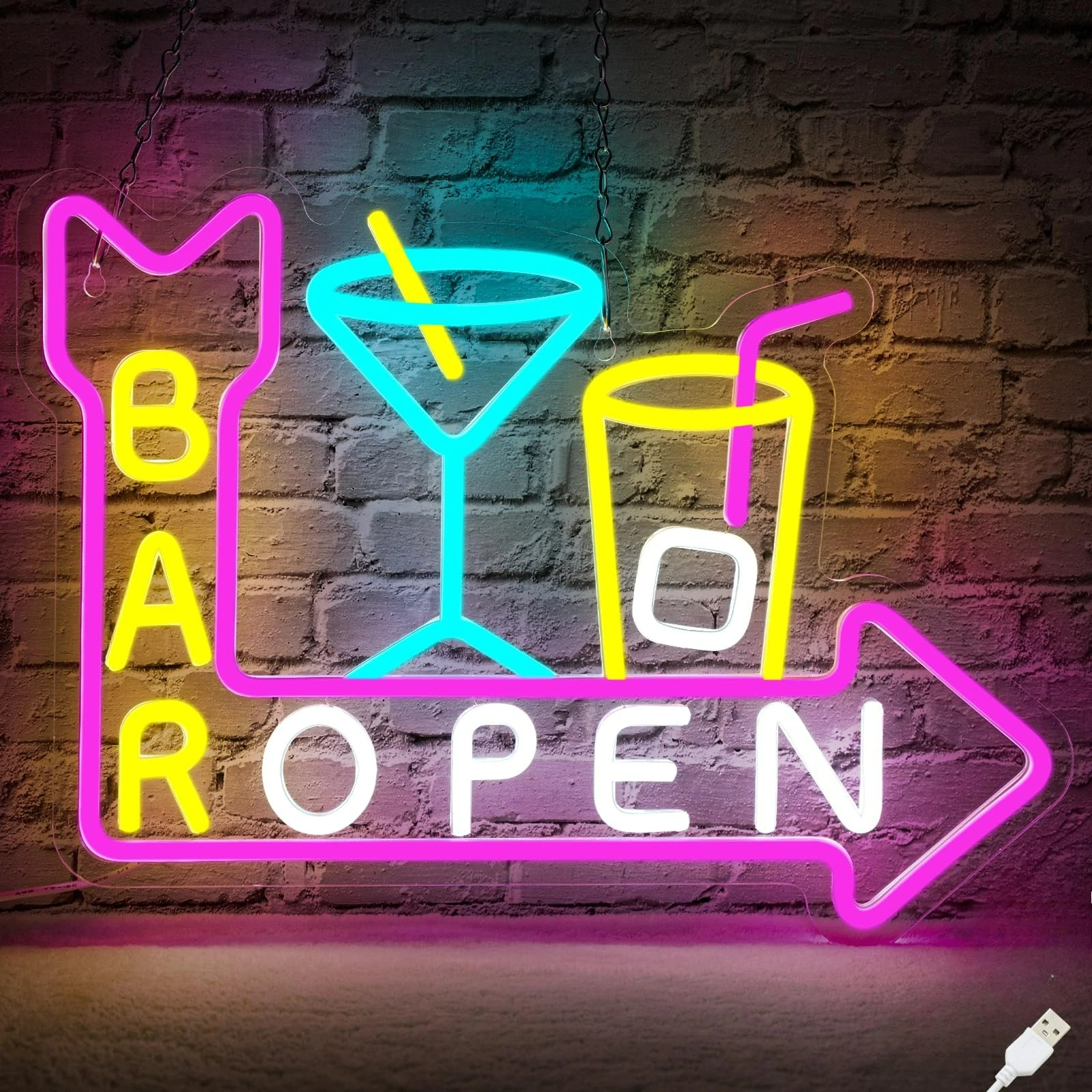 Bar Open Neon Signs Dimmable Led Open Sign USB Powered Bright High Visibility Led Open Signs for Bussness Bar Pub Man Cave Decor