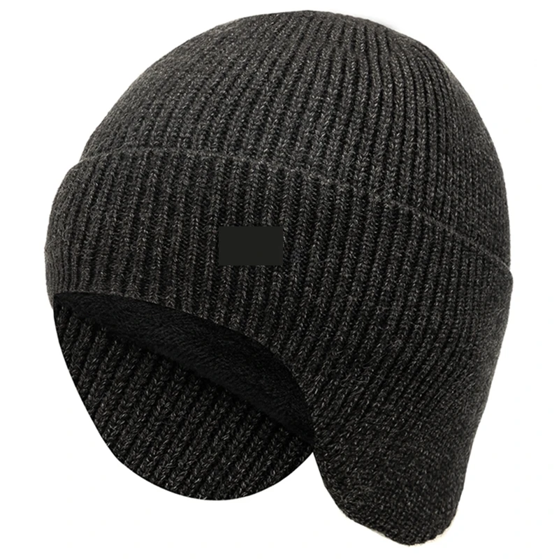 

New Men Winter Hat Add Fleece Warm Earflap Cap Stylish Soft Beanie Hat For Male Outdoor Thicken Ski Sports Knitted Hat