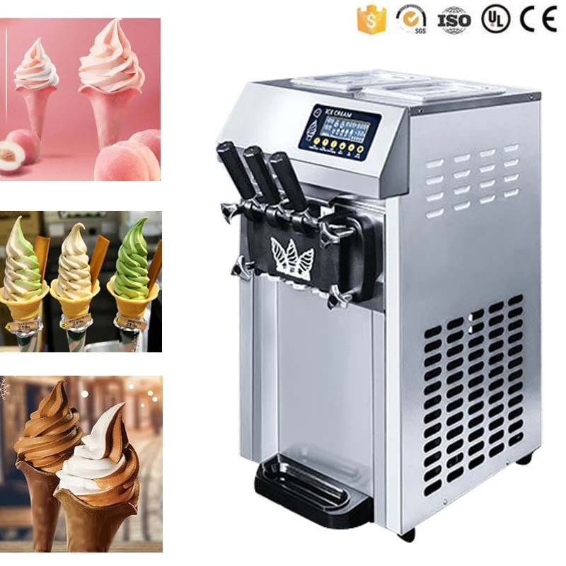 110V 220V Commercial Soft Serve Ice Cream Machine ไฟฟ้า Ice Cream Makers เดสก์ท็อป Sundae Ice Cream Machine สําหรับขาย