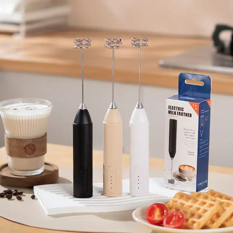 Máquina elétrica de café com leite, batedor de leite, batedor de ovos recarregável de 3 velocidades, máquina portátil de geléia de bebidas, liquidificador de cozinha