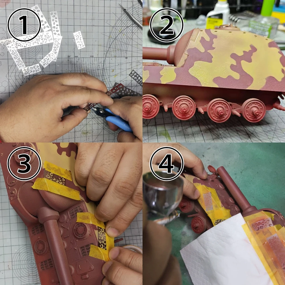 Picture 7: Leopard Pattern Camouflage Stenciling Template Leakage Spray Plate Tools Reusable Airbrush Stencil Template