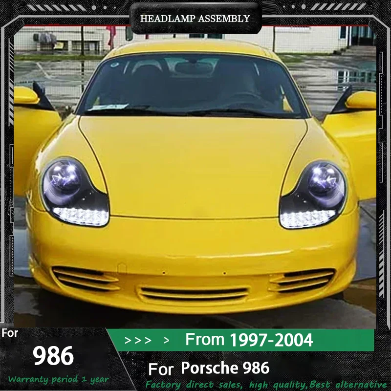 

Фари в сборе для Porsche boxster 986 911 996 1997-2004, светодиодные фары DRL, указатель поворота, дальний свет, линза проектора «ангельский глаз»