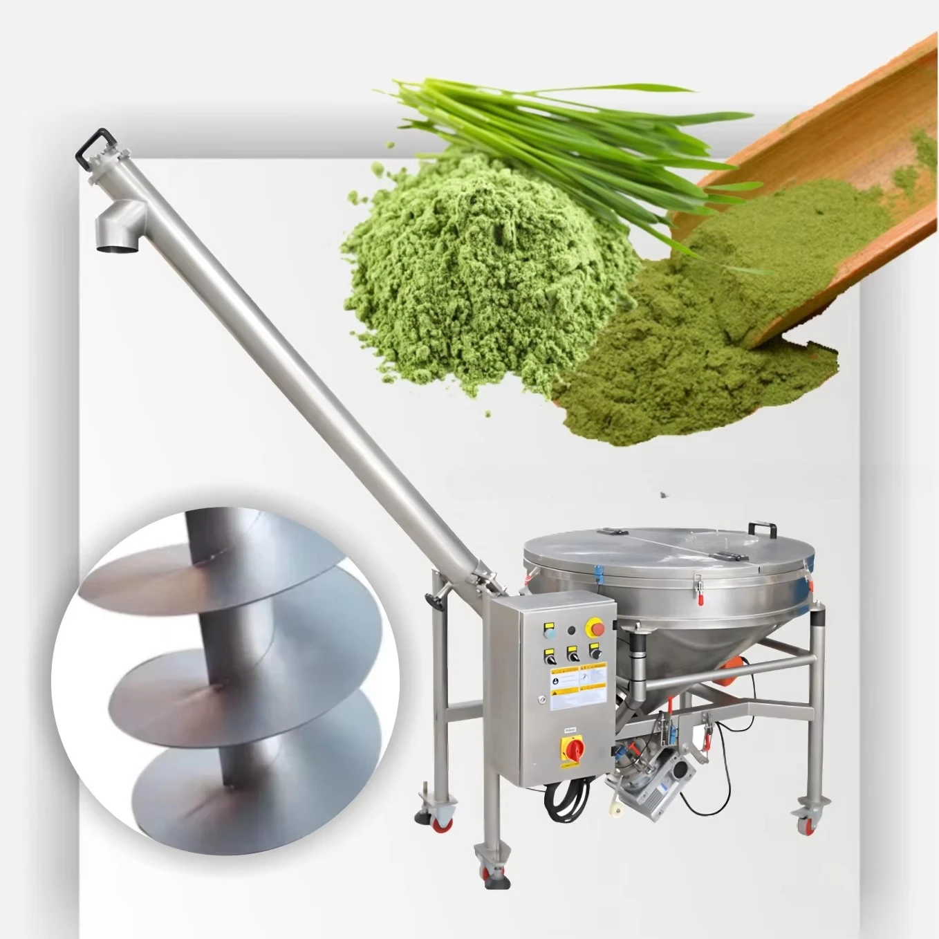 Hot Selling Egypt Screw Conveyor Stainless Steel 304 Inclining Auger Screw Feeder With Vibrating Hopper for Powder Food