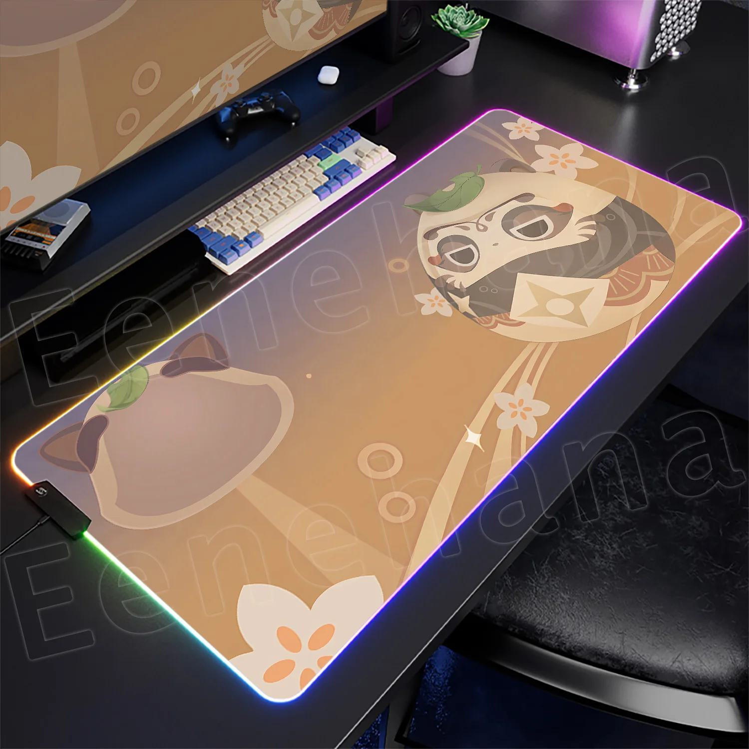 

Genshin Impact Persona Sayu RGB Anime Mice Carpet XXL Large Gaming Luminescence Mousepad Rubber Table Mat Backlight Keyboard Pad