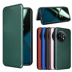 for Oneplus 12 11 10T 10 9 Nord CE 8 Pro 7T Case Carbon Fiber Flip Leather Magnet Stand Holder Card Slot Shockproof Cover Funda