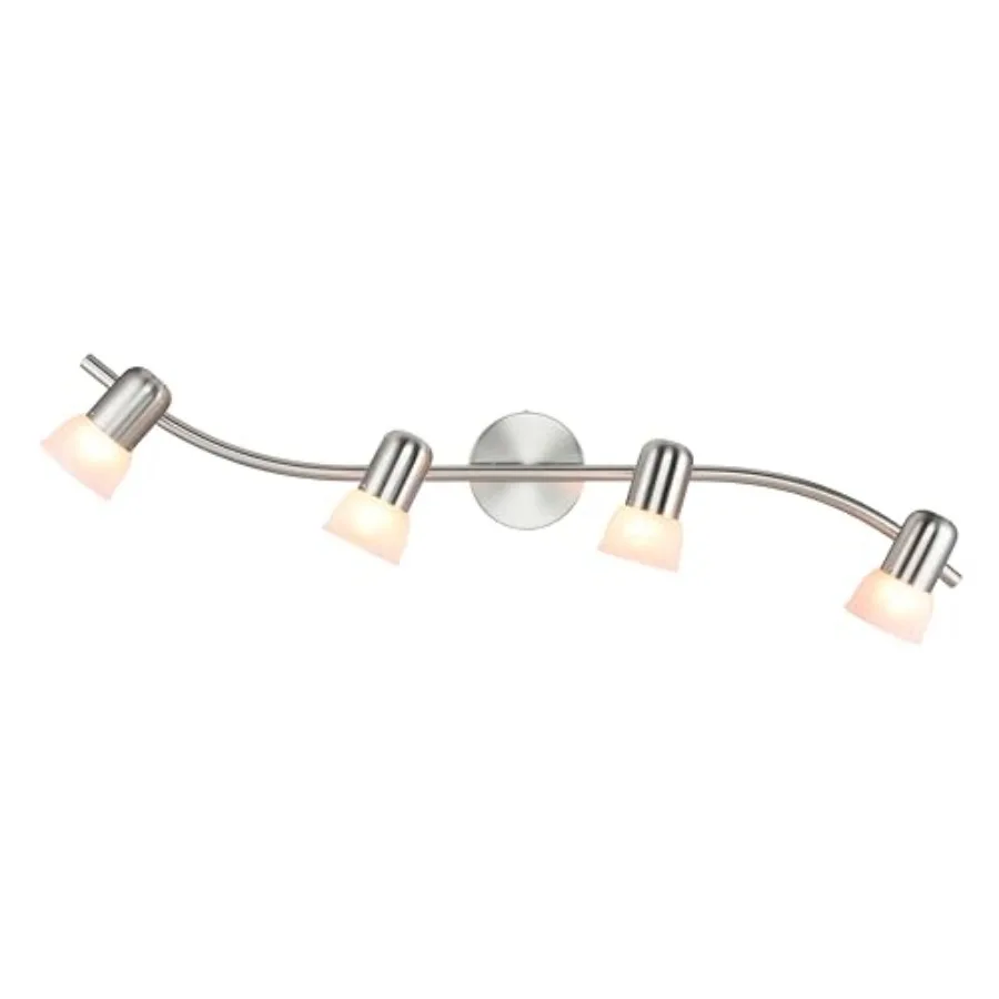 

Track Lighting 4 Light S-Shaped Track Light Bar with Glass Modern Kitchen Ceiling Light Bar Brushed Nickel XB-TR1238-4-BN