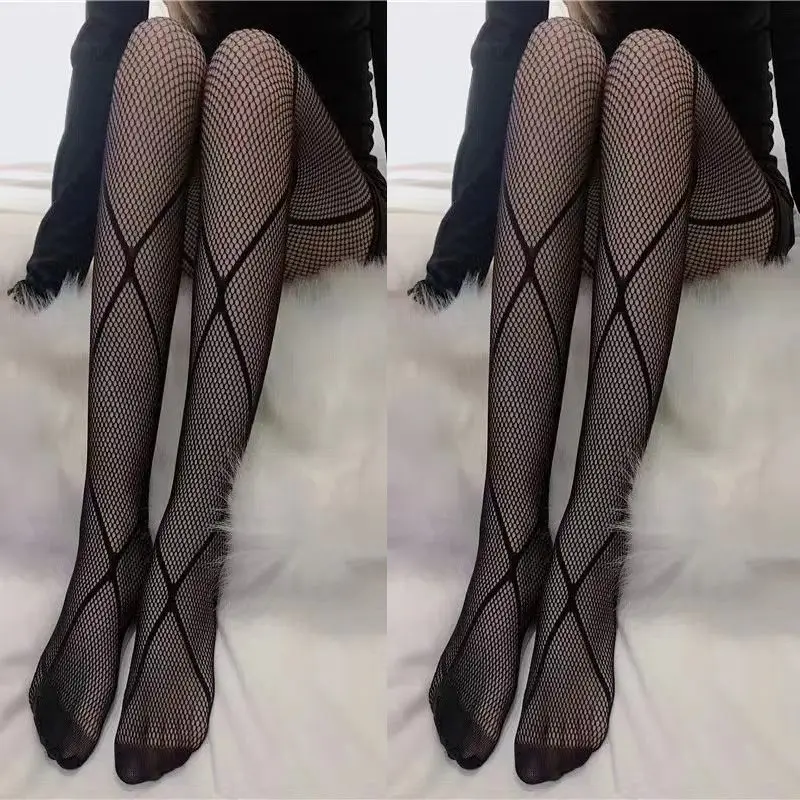 New diamond mesh sexy fishnet lace stockings hot girl style solid color hollow out thin tights