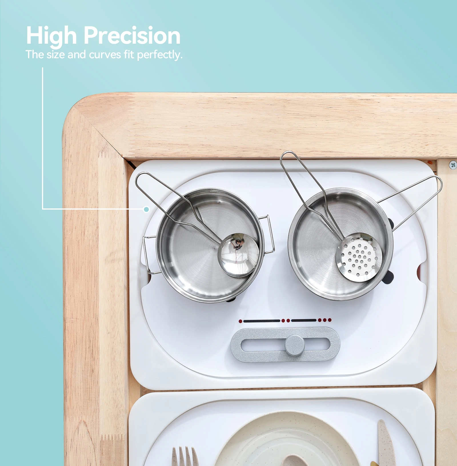 مجموعة ألعاب المطبخ الخشبية للأطفال، ملحقات المطبخ - سطح المطبخ، صينية الخبز، لوح التقطيع، لعبة المطبخ للأولاد والبنات هدية قديمة من 3 إلى 6 سنوات