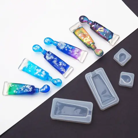 Kawaii 3D 치약 모양 실리콘 금형 DIY 에폭시 수지 금형 쥬얼리 매력 도구 수지 펜던트 금형 만들기