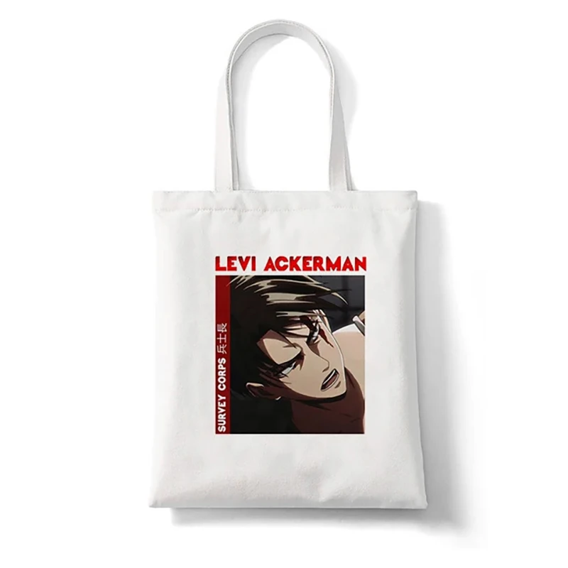 Japanese Anime Levi Attack on Titan Casual Large Capacity Shoulder Bags Shopper Canvas Harajuku Print Handbags Cheap