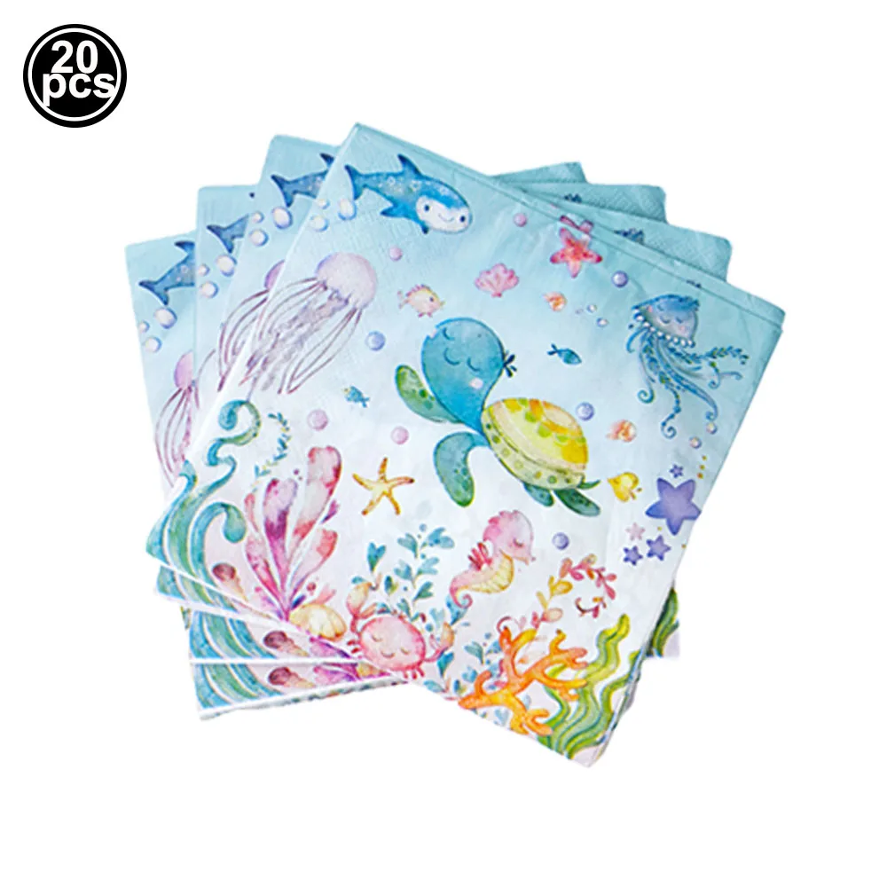 Meerestier Einweggeschirr Teller Tasse Serviette Schildkröte Wal Ballon Kinderbevorzugung Geburtstagsfeier Babyparty Dekoration Zubehör – Detail 5