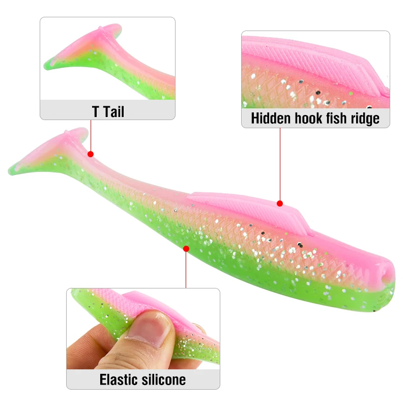 6 Stück/Beutel Weicher Angelköder 8cm/5g Plastik-Swimbait Schwanz-Weichköder Silikon-Angelköder Künstlicher Köder für Forelle und Barsch – Detail 2