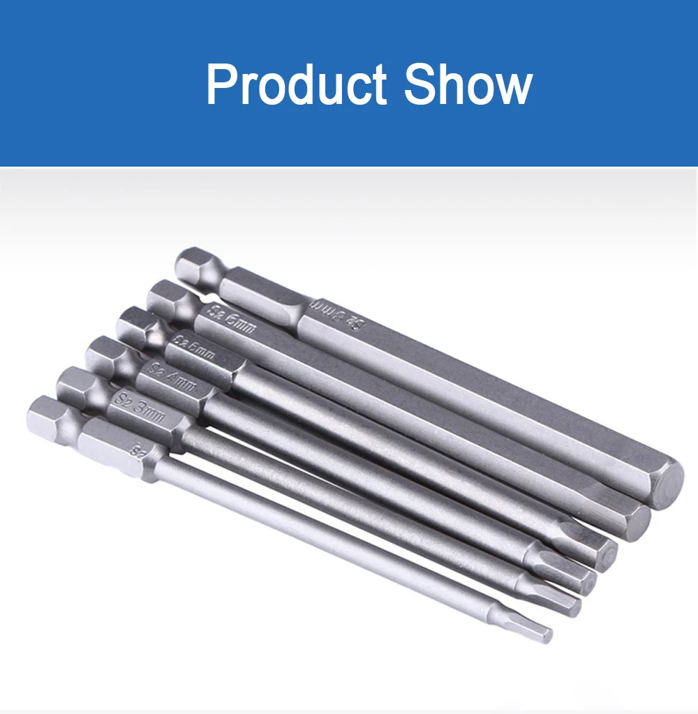 8 stücke 100mm Hex Kopf Inbusschlüssel Bohrer Set SAE Metric Allen Elektrische Sechskant Bit Schraubendreher Buchse Bit Power werkzeug Teile – Detail 10