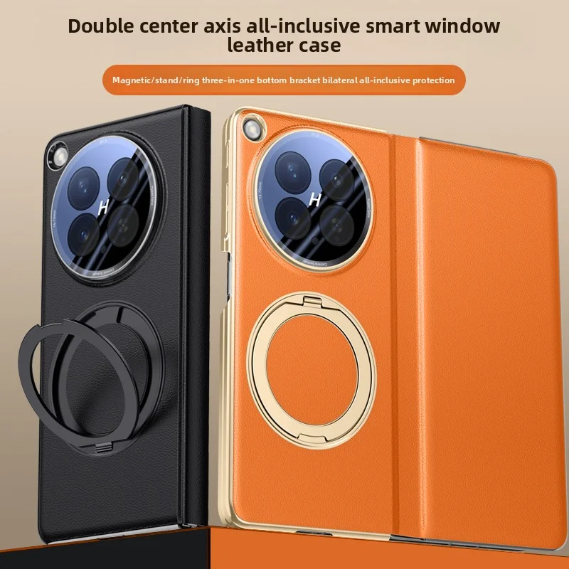For OPPO Find N6 Case Luxury Leather Skin 360 Ring Stand Mag