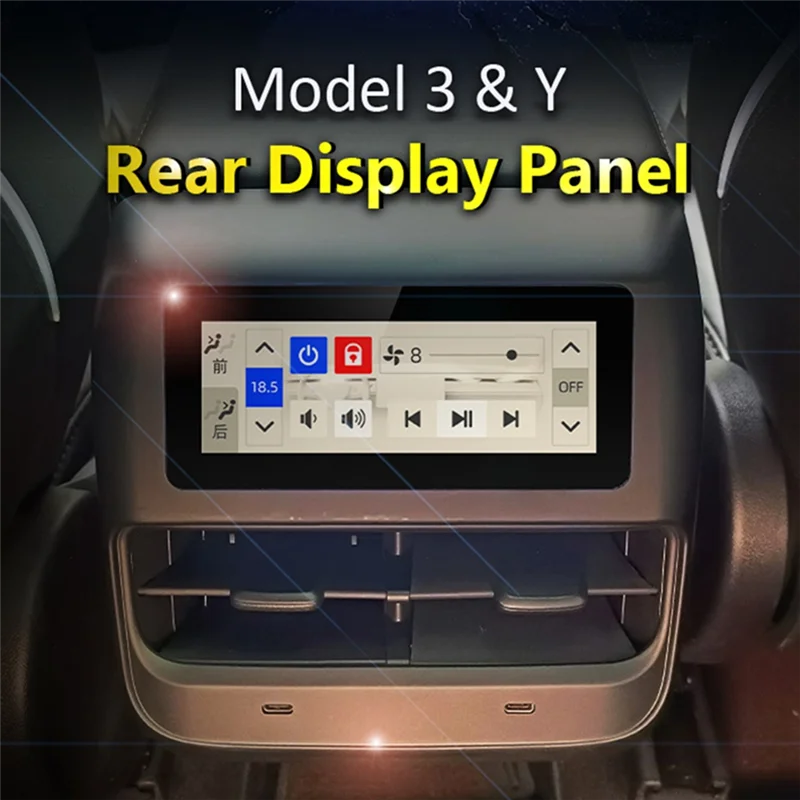 Model 3 Y Armrest Air Conditioner LCD Display Panel for Model3 Y IPS Voice Vol Seat Buttons Heating Setting(USB)