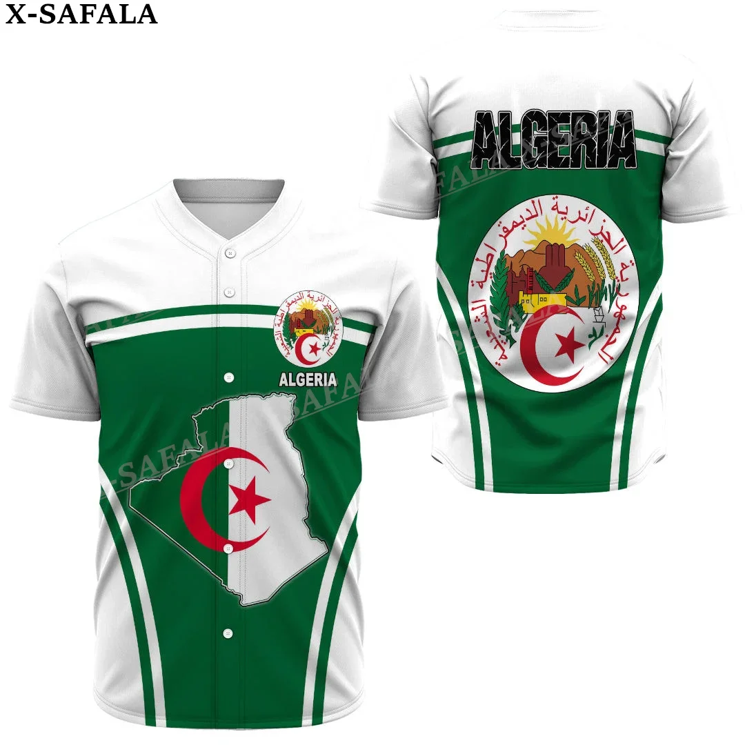 Algeria Coat Of Arms Love Country 3D Printed Baseball Jersey Summer Shirt Men's Tops Tee Oversized Streetwear-3