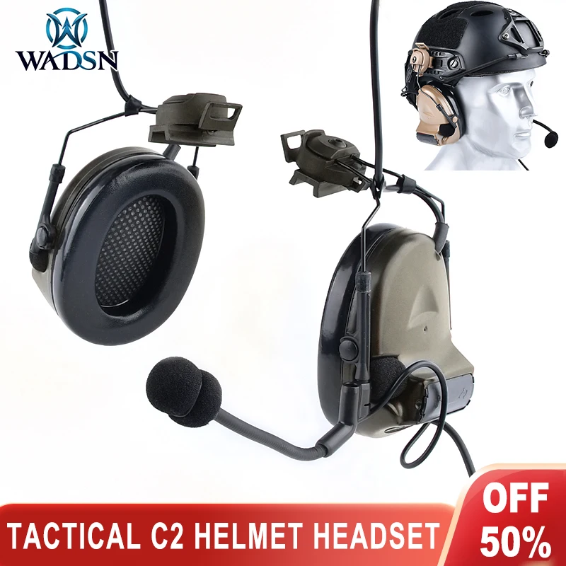 Wadsn Tactical Military Helmet Headset ARC 20mm Rail Adapter Comtact II Hunting Shooting Headphone CS Wargame Earphone U94 PTT