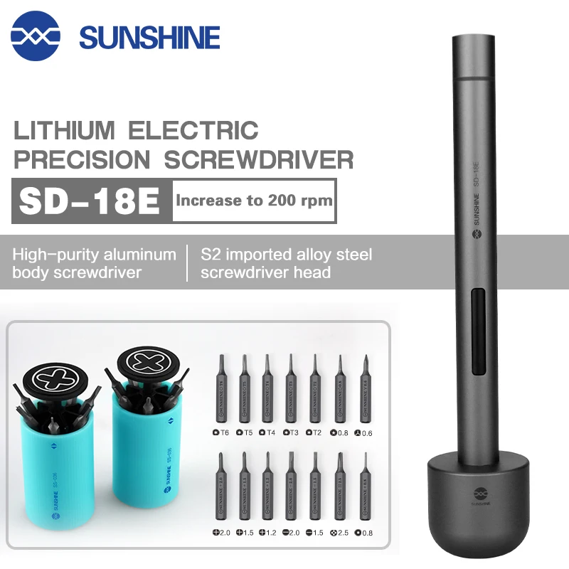 Imagem -02 - Sunshine-conjunto de Chave de Fenda Elétrica s2 Alloy Steel Mini Chave de Fenda Caixa de Armazenamento para Iphone Ipad Câmera Reparação de Mesa Sd18e