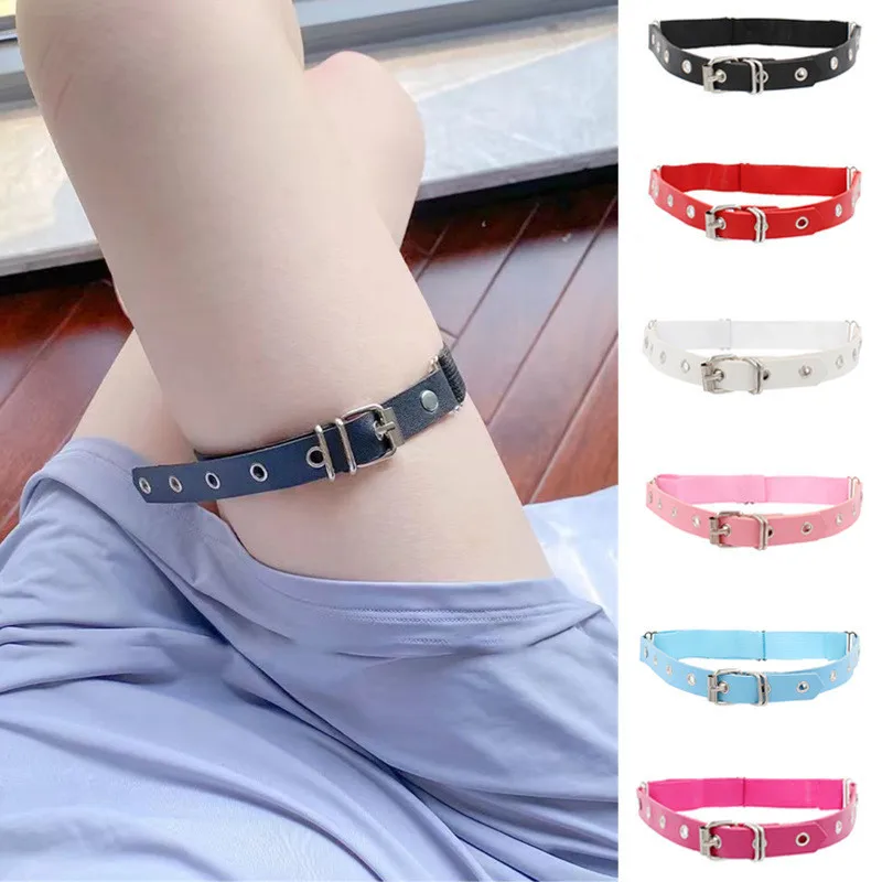 المرأة مثير مطاطا بولي Leather الجلود الساق الدائري الأربطة الملابس الداخلية حزام الشرير القلب برشام الفخذ الدائري القوطي Harajuku تسخير جوارب الرباط