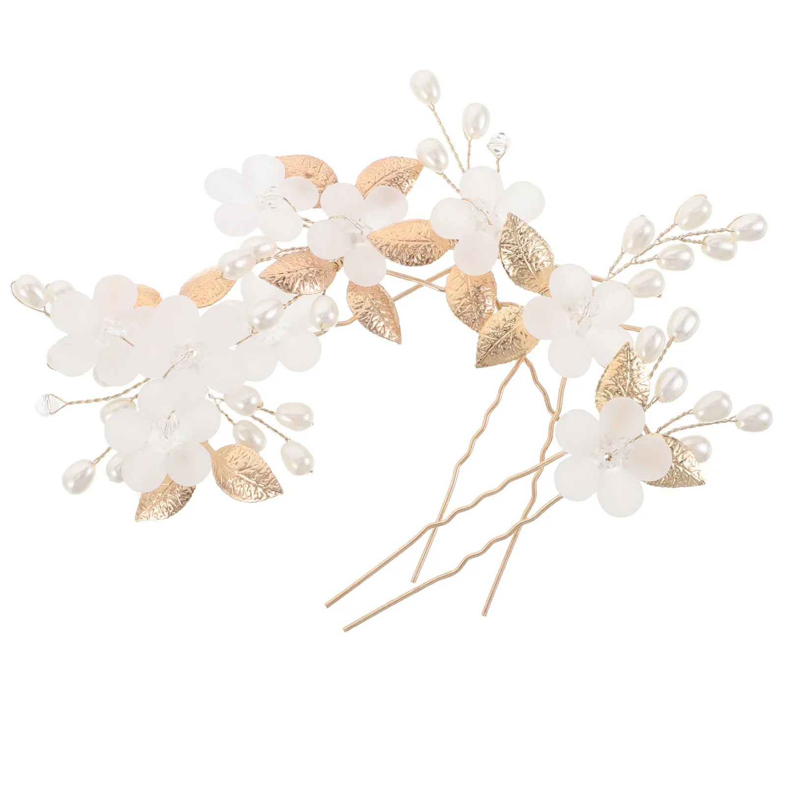 

Набор из 5 металлических заколок для волос: элегантные U-образные свадебные шпильки ручной работы с цветочным дизайном, аксессуары для женских причесок и пучков