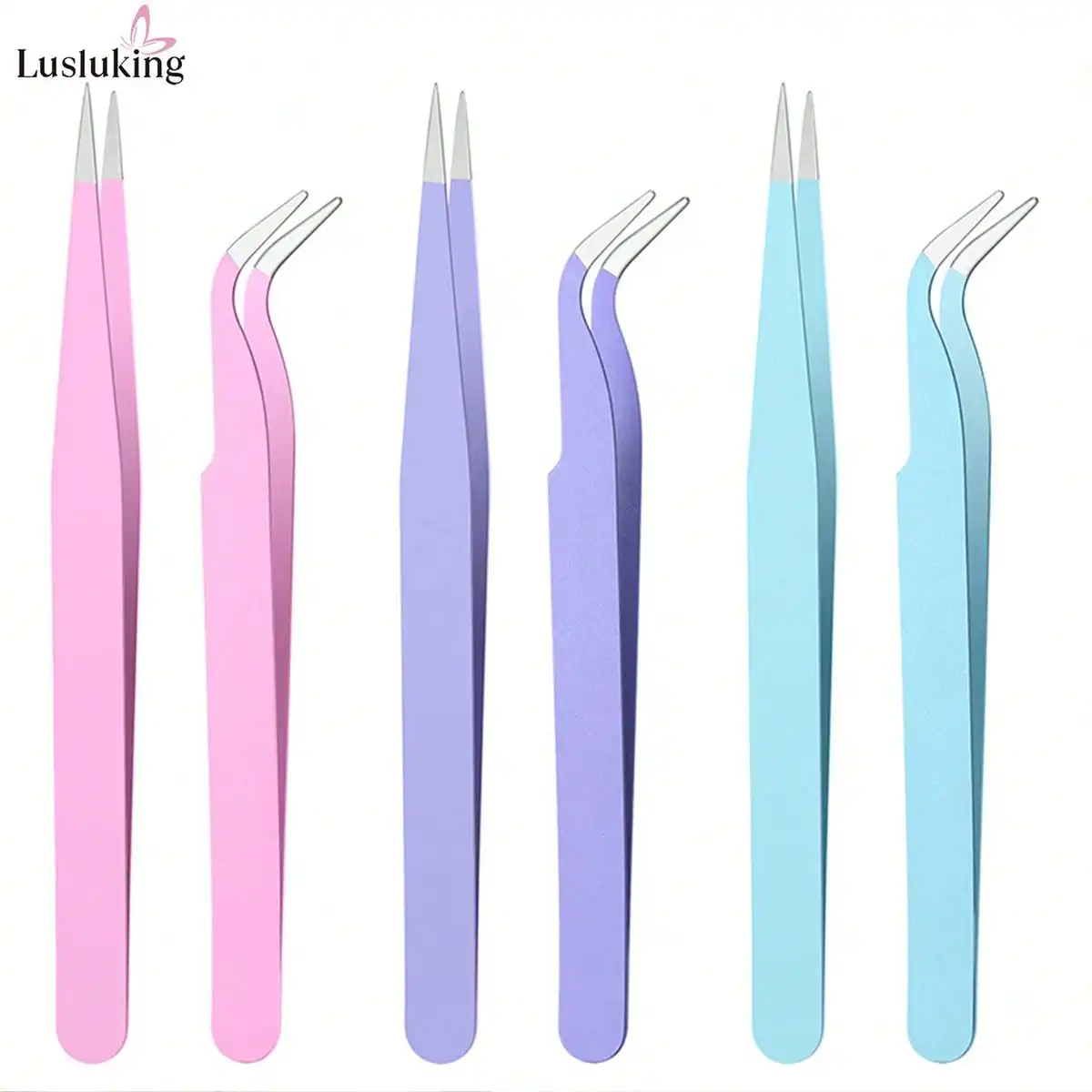 Hot deal: LUSLUKING Nail Art Tweezers Set, Stainless Steel, Precision Grip, Colorful, Multifunctional Beauty & Craft Use,Nail Supplies,Nail Tools,Nail Art Tools,Back To School,Nails,Nail Tools For Press On Nails