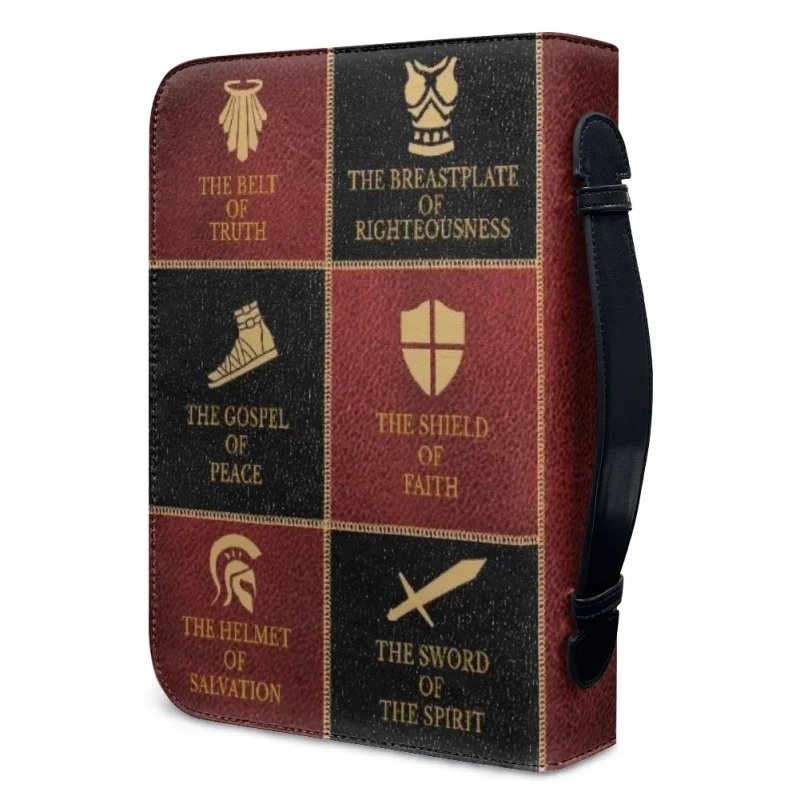 Put On The Full Armor Of God, Personalized Gifts Print Leather Bible Bag Women Cross Design Women's Handbag Book Storage Bag