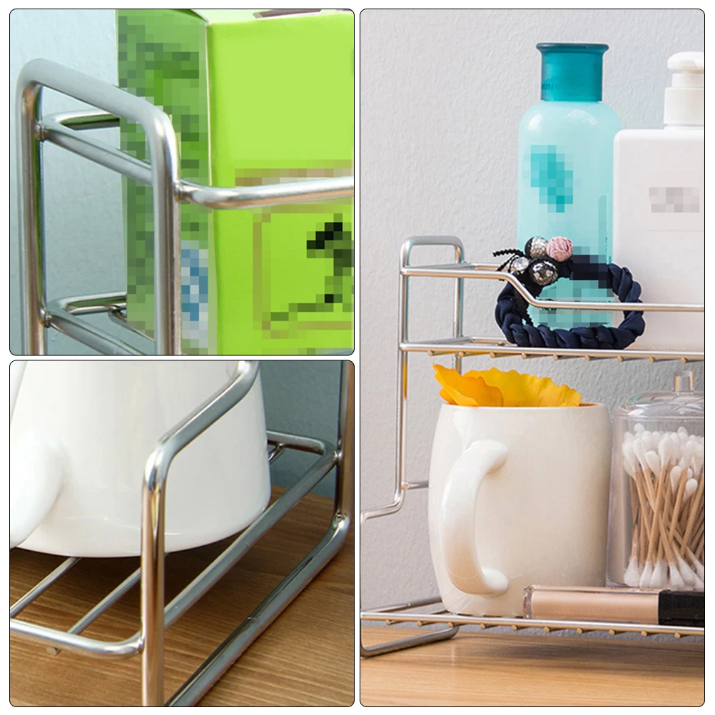 

Stainless Steel Seasoning Jar Shelf Bottle Storage Organizer Condiment Rack Kitchen Utensils Holder Double Layer Spice Cans