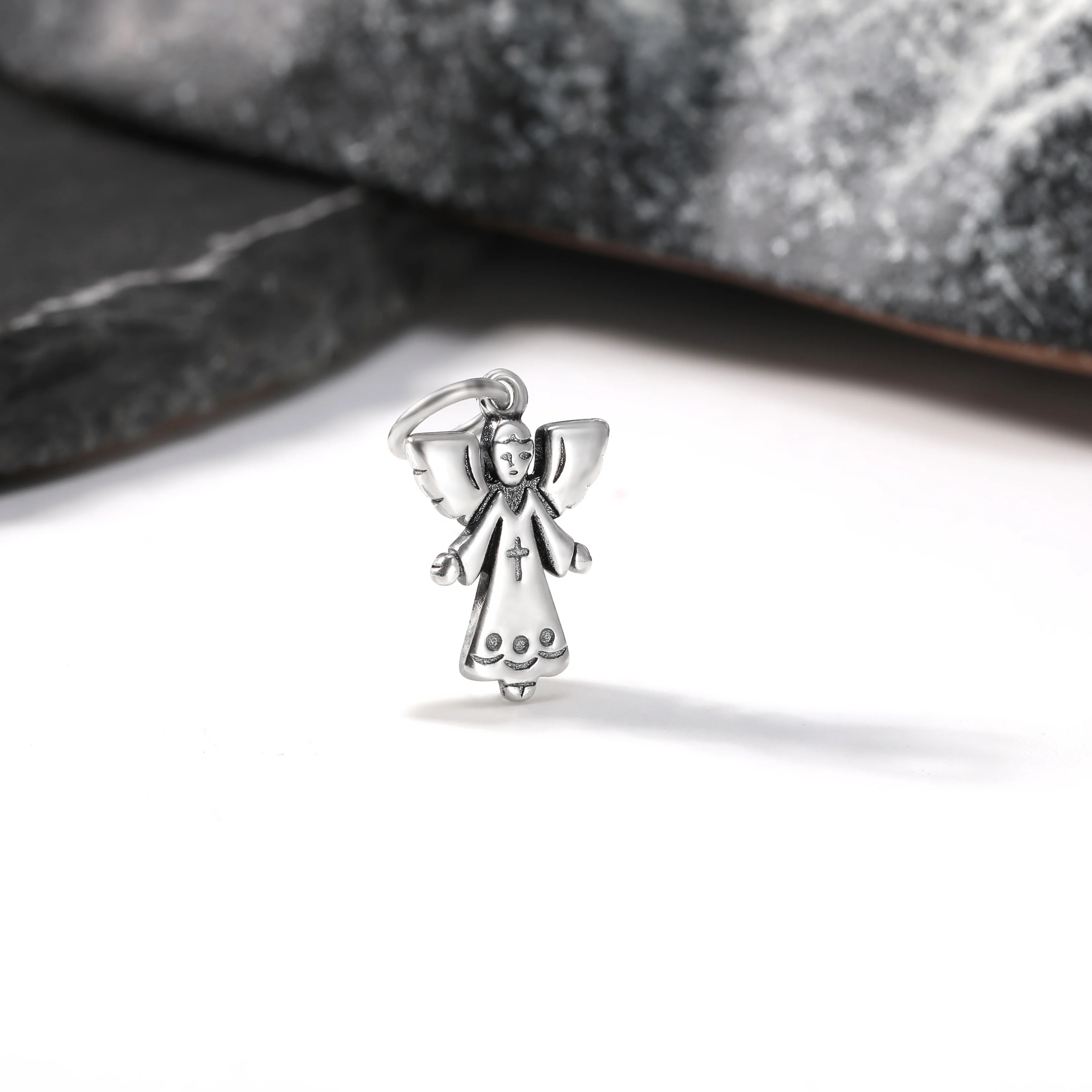 

DJ040 genuine 925 sterling silver angel cross pendant decorated with angel pendant DIY silver jewelry