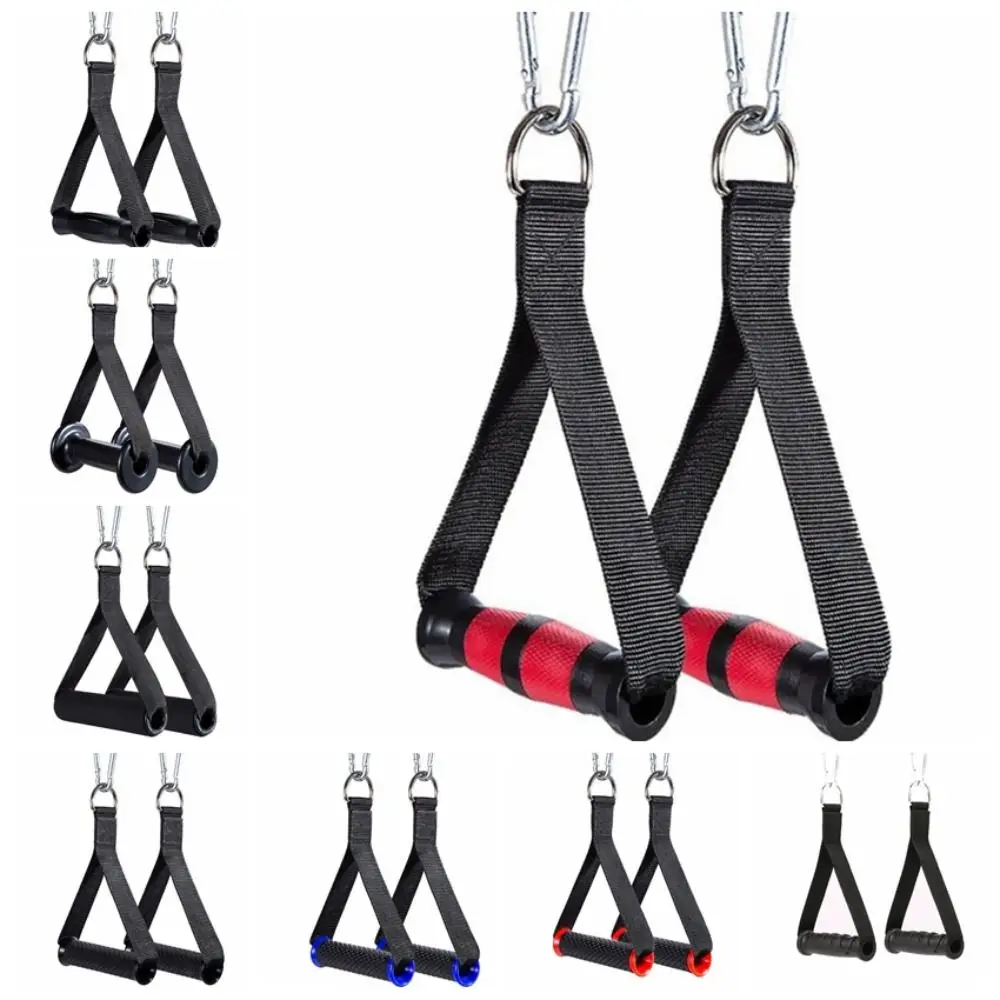 1 Pair of Multifunction Fitness Resistance Bands Handles Anti-slip Strong Nylon Webbing Grip Puller Handle TPR Wear Resistant