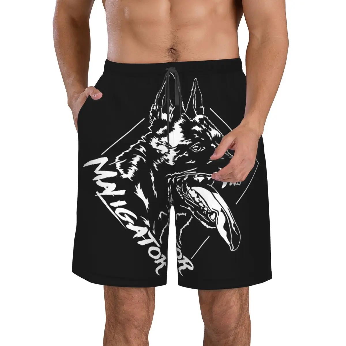 

Maligator Belgian Shepherd Dog Malinois Portrait Trunks Beach Board Shorts Casual Quick Dry Swimming Summer Men Pants