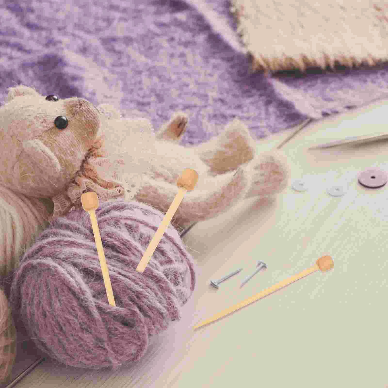 20 PCS Mini Needle DIY Brooch Material Knitting Supplies Short Rod Walnut Wood Rods Knitted Tools