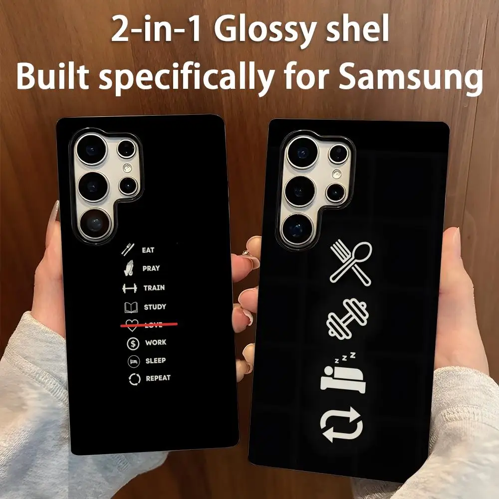 Fitness Keep yourself Phone Case 2-in-1 Glossy shell For Samsung Galaxy S25 S24 S23 S22 S21 Plus Ultra