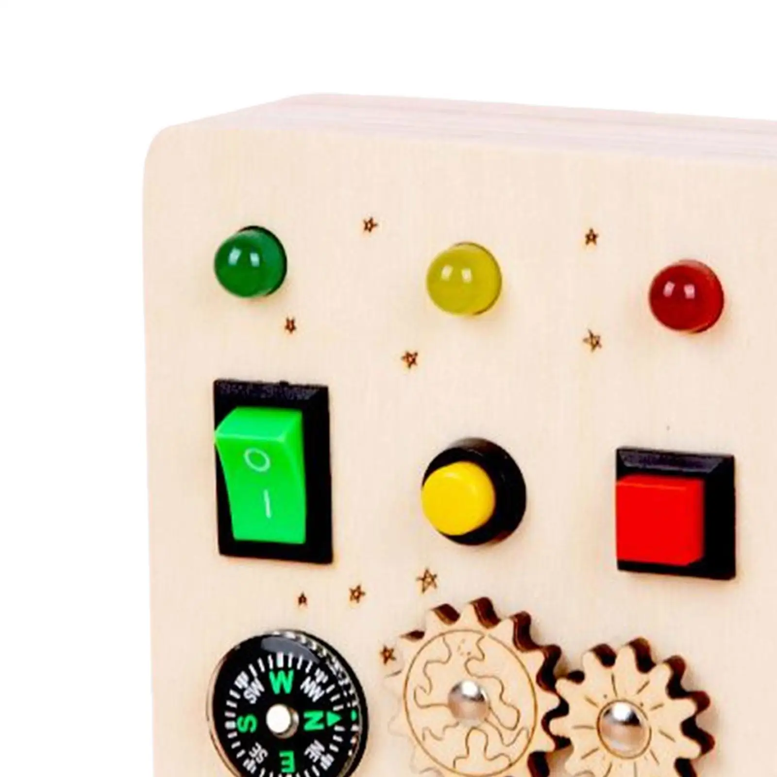 Tablero ocupado para niños pequeños, material didáctico, madera con botones de interruptor de luz, interruptor LED