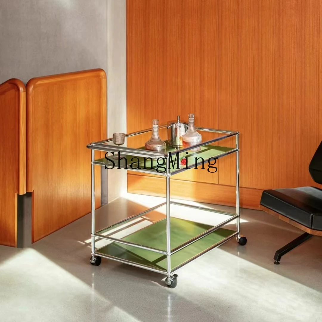 

HJ medieval olive green TV cabinet floor-to-ceiling modern simple living room ins wind stainless steel storage locker