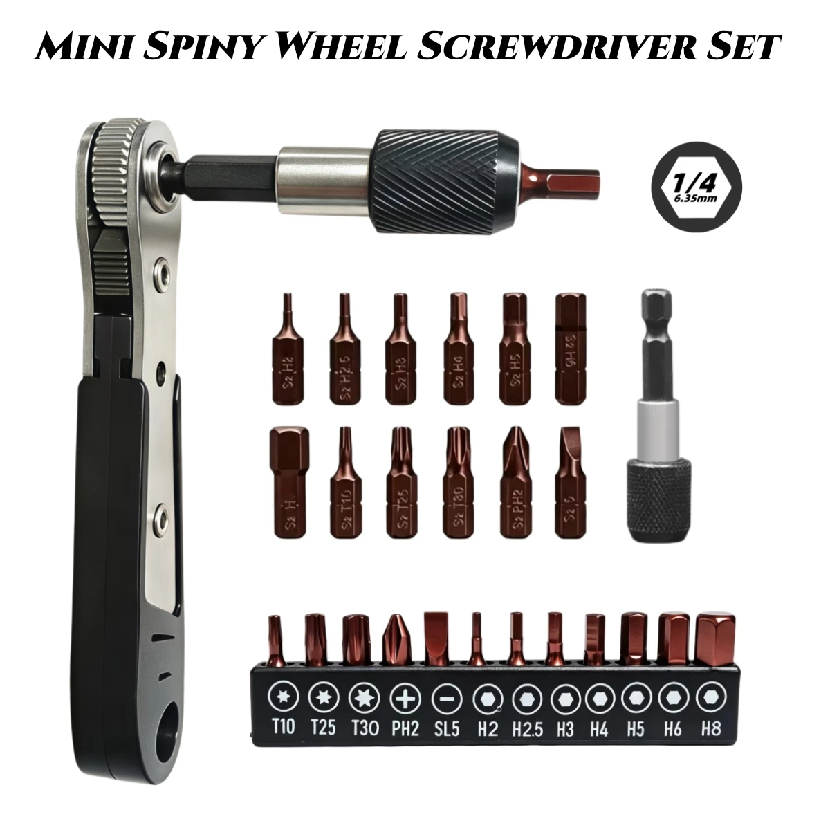 16 in 1 Right Angle Ratchet Screwdriver Set 1/4 Inch Drive Ratchet Wrench Pocket Tool Kit For DIY Repair And Bike Repair Tools