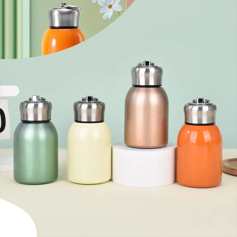 Portable Big Belly Vacuum Cup 300ml Compact Cup Leak-Proof Solid Color Travel Vacuum Flask Insulated Cup Water Bottle