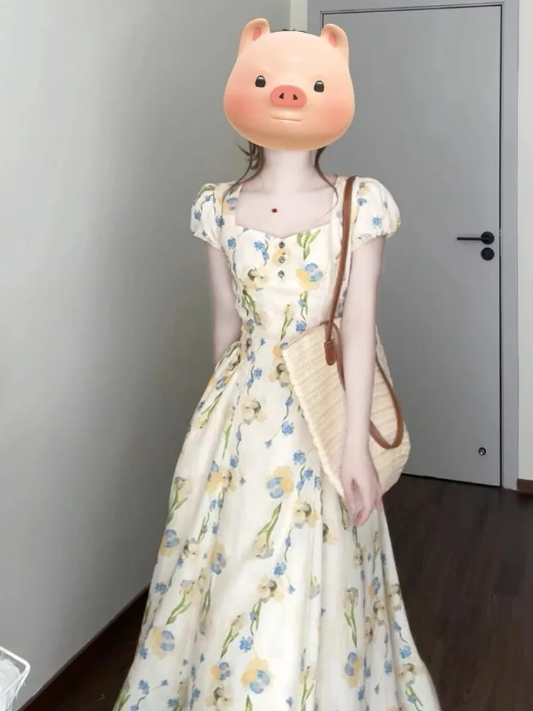 

French Style Floral Dress for Women Summer2025New Style Beach Vacation Unique Beautiful Stunning Elegant Long Dress